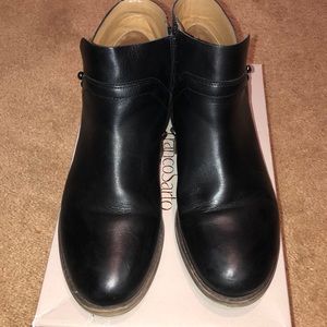 Black leather booties